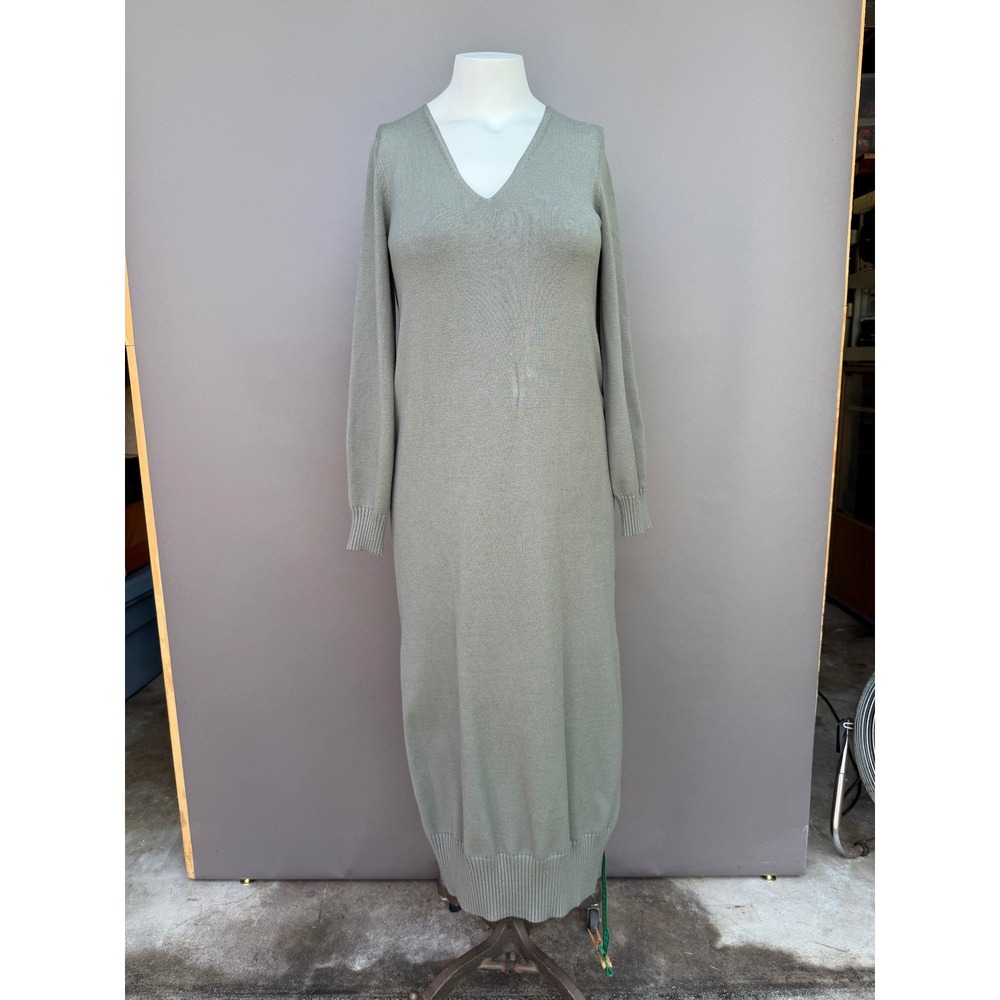 Splendid x Cella Jane Sage Green V-Neck Knit Midi Sweater Dress Size Small Earth - Picture 13 of 13